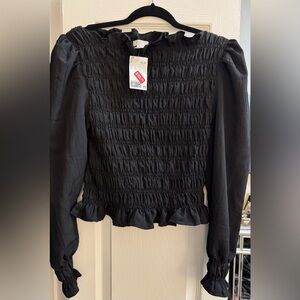 Black Smocked Women's Top